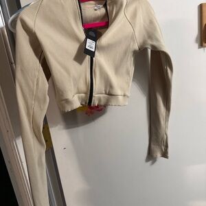 Fashion Nova Cream Cropped Jacket
